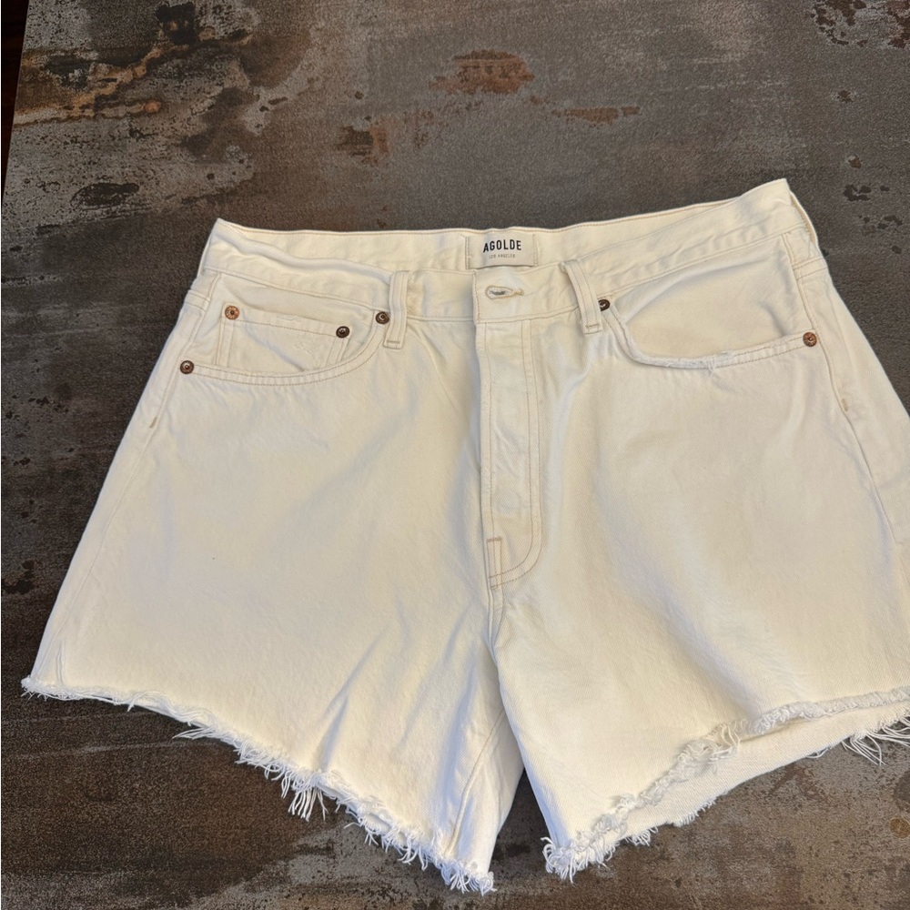 AGOLDE Parker White Denim Shorts